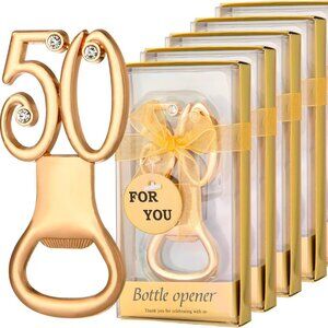 Bottle Opener Gold Tone 50th Birthday 50th Anniversary with Rhinestones